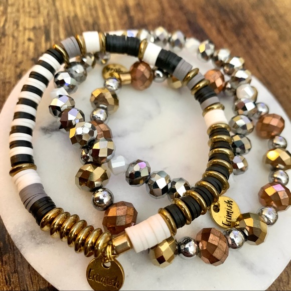 Erimish set of three new bracelets black and gold - Picture 2 of 8